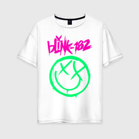 Женская футболка хлопок Oversize с принтом BLINK-182 в Кировске, 100% хлопок | свободный крой, круглый ворот, спущенный рукав, длина до линии бедер
 | blink | music | rock | блинк | группа | музыка | музыканты | рок