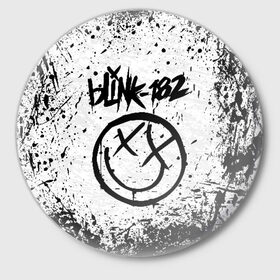 Значок с принтом BLINK-182 в Кировске,  металл | круглая форма, металлическая застежка в виде булавки | blink | music | rock | блинк | группа | музыка | музыканты | рок