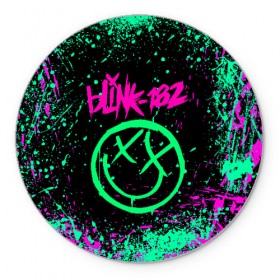 Коврик для мышки круглый с принтом BLINK-182 в Кировске, резина и полиэстер | круглая форма, изображение наносится на всю лицевую часть | Тематика изображения на принте: blink | music | rock | блинк | группа | музыка | музыканты | рок