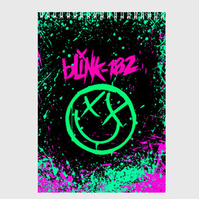 Скетчбук с принтом BLINK-182 в Кировске, 100% бумага
 | 48 листов, плотность листов — 100 г/м2, плотность картонной обложки — 250 г/м2. Листы скреплены сверху удобной пружинной спиралью | Тематика изображения на принте: blink | music | rock | блинк | группа | музыка | музыканты | рок