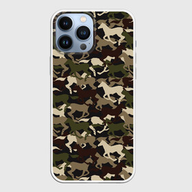 Чехол для iPhone 13 Pro Max с принтом Камуфляж в Кировске,  |  | animal | camouflage | cool | herd | horse | khaki | military | военный | животное | камуфляж | конь | лошадь | прикольный | скакун | табун | хаки