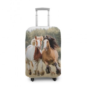 Чехол для чемодана 3D с принтом Лошади в Кировске, 86% полиэфир, 14% спандекс | двустороннее нанесение принта, прорези для ручек и колес | animal | free | horse | mane | nature | pair | polish | wild | грива | дикий | животное | конь | лоск | лошадь | пара | природа | свободный | скакун