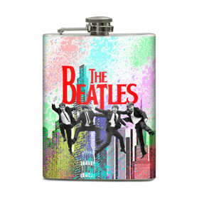 Фляга с принтом The Beatles (4) в Кировске, металлический корпус | емкость 0,22 л, размер 125 х 94 мм. Виниловая наклейка запечатывается полностью | Тематика изображения на принте: 