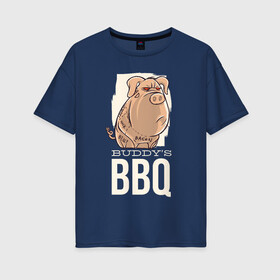 Женская футболка хлопок Oversize с принтом Злая Свинка в Кировске, 100% хлопок | свободный крой, круглый ворот, спущенный рукав, длина до линии бедер
 | bbq | барбекю | еда | мясо | свинина | свиньи | свинья | шашлык