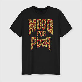 Мужская футболка премиум с принтом Mood for Pizza (Doom) в Кировске, 92% хлопок, 8% лайкра | приталенный силуэт, круглый вырез ворота, длина до линии бедра, короткий рукав | cacodemon | doom | eternal | pizza | дум | итёрнал | какодемон | пицца | этернал