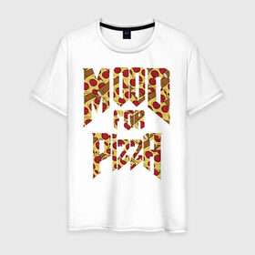 Мужская футболка хлопок с принтом Mood for Pizza (Doom) в Кировске, 100% хлопок | прямой крой, круглый вырез горловины, длина до линии бедер, слегка спущенное плечо. | cacodemon | doom | eternal | pizza | дум | итёрнал | какодемон | пицца | этернал