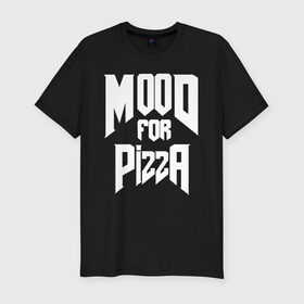 Мужская футболка премиум с принтом Пицца Дум в Кировске, 92% хлопок, 8% лайкра | приталенный силуэт, круглый вырез ворота, длина до линии бедра, короткий рукав | cacodemon | doom | eternal | pizza | вечность | вечный | дум | итёрнал | какодемон | пицца | этернал