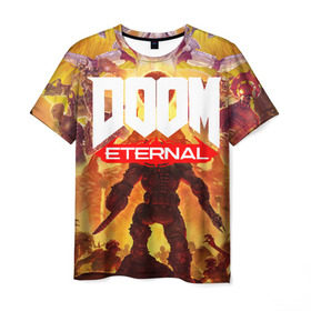 Мужская футболка 3D с принтом Doom Eternal в Кировске, 100% полиэфир | прямой крой, круглый вырез горловины, длина до линии бедер | Тематика изображения на принте: cacodemon | doom | eternal | вечность | вечный | дум | итёрнал | какодемон | этернал