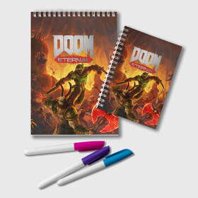 Блокнот с принтом Doom в Кировске, 100% бумага | 48 листов, плотность листов — 60 г/м2, плотность картонной обложки — 250 г/м2. Листы скреплены удобной пружинной спиралью. Цвет линий — светло-серый
 | cacodemon | doom | eternal | вечность | вечный | дум | итёрнал | какодемон | этернал