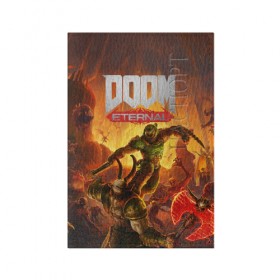 Обложка для паспорта матовая кожа с принтом Doom в Кировске, натуральная матовая кожа | размер 19,3 х 13,7 см; прозрачные пластиковые крепления | cacodemon | doom | eternal | вечность | вечный | дум | итёрнал | какодемон | этернал