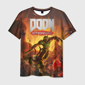 Мужская футболка 3D с принтом Doom в Кировске, 100% полиэфир | прямой крой, круглый вырез горловины, длина до линии бедер | cacodemon | doom | eternal | вечность | вечный | дум | итёрнал | какодемон | этернал