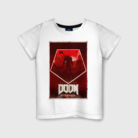 Детская футболка хлопок с принтом Doom в Кировске, 100% хлопок | круглый вырез горловины, полуприлегающий силуэт, длина до линии бедер | cacodemon | doom | eternal | вечность | вечный | дум | итёрнал | какодемон | этернал