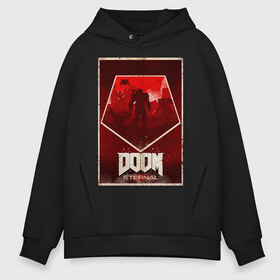 Мужское худи Oversize хлопок с принтом Doom в Кировске, френч-терри — 70% хлопок, 30% полиэстер. Мягкий теплый начес внутри —100% хлопок | боковые карманы, эластичные манжеты и нижняя кромка, капюшон на магнитной кнопке | cacodemon | doom | eternal | вечность | вечный | дум | итёрнал | какодемон | этернал