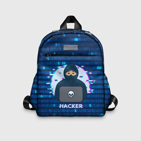 Детский рюкзак 3D с принтом Хакер в Кировске, 100% полиэстер | лямки с регулируемой длиной, сверху петелька, чтобы рюкзак можно было повесить на вешалку. Основное отделение закрывается на молнию, как и внешний карман. Внутри дополнительный карман. По бокам два дополнительных кармашка | Тематика изображения на принте: hacker | hacknet | взлом | виртуальность | кибер | киберпанк | программист | хакер