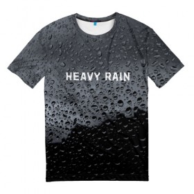 Мужская футболка 3D с принтом Heavy Rain в Кировске, 100% полиэфир | прямой крой, круглый вырез горловины, длина до линии бедер | дождь | жертва | капает | капли | ливень | мастер | оригами | складывать