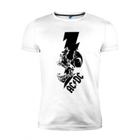 Мужская футболка премиум с принтом AC/DC HIGH VOLTAGE в Кировске, 92% хлопок, 8% лайкра | приталенный силуэт, круглый вырез ворота, длина до линии бедра, короткий рукав | ac dc | acdc | high voltage | music | rock | skull | группа | молния | музыка | музыканты | рок | череп