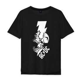 Мужская футболка хлопок Oversize с принтом AC/DC HIGH VOLTAGE в Кировске, 100% хлопок | свободный крой, круглый ворот, “спинка” длиннее передней части | 