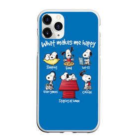 Чехол для iPhone 11 Pro матовый с принтом Что делает меня счастливым в Кировске, Силикон |  | happy | makes | me | peanuts | snoopy | what | арахис | вудсток | пес | сабака | снупи | собака | чарли браун | щенок