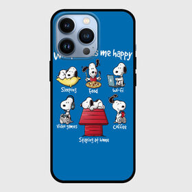 Чехол для iPhone 13 Pro с принтом Что делает меня счастливым в Кировске,  |  | happy | makes | me | peanuts | snoopy | what | арахис | вудсток | пес | сабака | снупи | собака | чарли браун | щенок