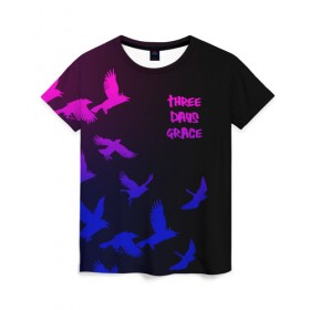 Женская футболка 3D с принтом Three Days Grace (1) в Кировске, 100% полиэфир ( синтетическое хлопкоподобное полотно) | прямой крой, круглый вырез горловины, длина до линии бедер | days | days grace | music | rock | three days grace | музыка | рок