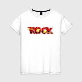 Женская футболка хлопок с принтом rock flash в Кировске, 100% хлопок | прямой крой, круглый вырез горловины, длина до линии бедер, слегка спущенное плечо | 