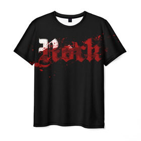 Мужская футболка 3D с принтом rock blood в Кировске, 100% полиэфир | прямой крой, круглый вырез горловины, длина до линии бедер | rock blood | кровавый рок