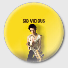 Значок с принтом Sid Vicious в Кировске,  металл | круглая форма, металлическая застежка в виде булавки | england | music | my way | no future | sid and nancy | sid vicious | trash | музыка | панк | рок | сид вишес | сид и ненси