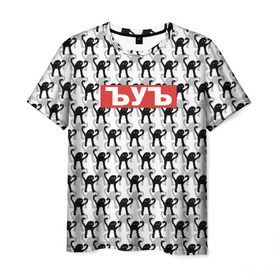 Мужская футболка 3D с принтом ЪУЪ в Кировске, 100% полиэфир | прямой крой, круглый вырез горловины, длина до линии бедер | cursed cat | meme | pattern | truxkot19 | мем с котом | мемы | паттерн | прикол | съука | черный кот | ъуъ съука | юмор
