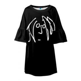 Детское платье 3D с принтом Джон Леннон в Кировске, 100% полиэстер | прямой силуэт, чуть расширенный к низу. Круглая горловина, на рукавах — воланы | Тематика изображения на принте: the beatles | битлз | битлы | джон леннон