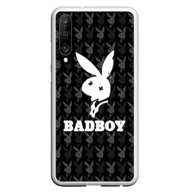 Чехол для Honor P30 с принтом Bad boy в Кировске, Силикон | Область печати: задняя сторона чехла, без боковых панелей | bad boy | bite | bow tie | broken | cool | ear | fighter | logo | man | playboy | rabbit | sign | symbol | white | белый | битый | боец | галстук бабочка | знак | кролик | логотип | любовь | мальчик | мужчина | откушенное | прикольный | сим