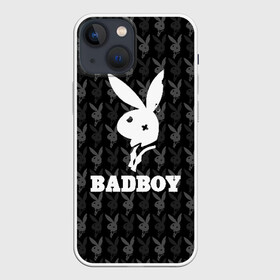 Чехол для iPhone 13 mini с принтом Bad boy в Кировске,  |  | bad boy | bite | bow tie | broken | cool | ear | fighter | logo | man | playboy | rabbit | sign | symbol | white | белый | битый | боец | галстук бабочка | знак | кролик | логотип | любовь | мальчик | мужчина | откушенное | прикольный | сим