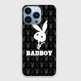 Чехол для iPhone 13 Pro с принтом Bad boy в Кировске,  |  | bad boy | bite | bow tie | broken | cool | ear | fighter | logo | man | playboy | rabbit | sign | symbol | white | белый | битый | боец | галстук бабочка | знак | кролик | логотип | любовь | мальчик | мужчина | откушенное | прикольный | сим