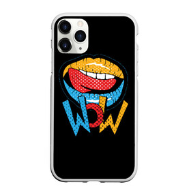 Чехол для iPhone 11 Pro Max матовый с принтом Wow в Кировске, Силикон |  | blue | dots | lips | pop art | red | teeth | tongue | white | yellow | белый | губы | желтый | зубы | красный | поп  арт | точки | язык