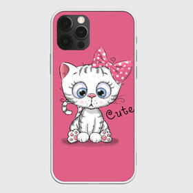 Чехол для iPhone 12 Pro Max с принтом Cute в Кировске, Силикон |  | animal | bow | child | cute | drawing | funny | kitten | look | бант | взгляд | детский | животное | котенок | милый | прикольный | рисунок