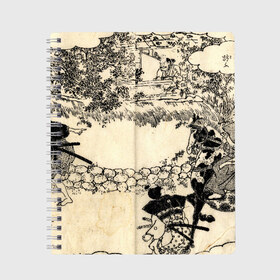 Тетрадь с принтом Японская гравюра в Кировске, 100% бумага | 48 листов, плотность листов — 60 г/м2, плотность картонной обложки — 250 г/м2. Листы скреплены сбоку удобной пружинной спиралью. Уголки страниц и обложки скругленные. Цвет линий — светло-серый
 | Тематика изображения на принте: japan | japanese | искусство | картина | япония | японская гравюра | японская картина
