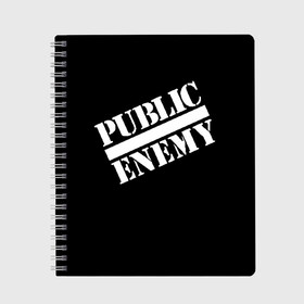 Тетрадь с принтом Public Enemy в Кировске, 100% бумага | 48 листов, плотность листов — 60 г/м2, плотность картонной обложки — 250 г/м2. Листы скреплены сбоку удобной пружинной спиралью. Уголки страниц и обложки скругленные. Цвет линий — светло-серый
 | Тематика изображения на принте: public enemy | rap | реп | рэп