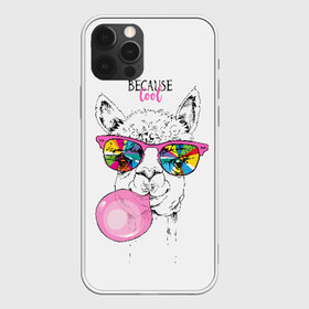 Чехол для iPhone 12 Pro Max с принтом Because cool в Кировске, Силикон |  | alpaca | animal | chewing | cool | funny | gum | head | llama | muzzle | puffed up | rainbow | альпака | голова | жевательная | животное | забавный | лама | надутая | очки | прикольный | радужные | резинка | смешная