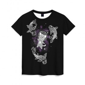 Женская футболка 3D с принтом Сладкий сон в Кировске, 100% полиэфир ( синтетическое хлопкоподобное полотно) | прямой крой, круглый вырез горловины, длина до линии бедер | aquarium | carp | cat | fish | galaxy | helmet | katenok | kateyka | space | аквариум | галактика | карп | катейка | катенок | космос | кот | рыбы | шлем