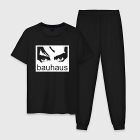 Мужская пижама хлопок с принтом Bauhaus в Кировске, 100% хлопок | брюки и футболка прямого кроя, без карманов, на брюках мягкая резинка на поясе и по низу штанин
 | bauhaus | goth | gothic | peter murphy | punk | rock | альтернатива | баухаус | баухус | бахус | бухус | готика | готичная | готичный | готы | панк | питер мерфи | пост панк | рок | хардрок