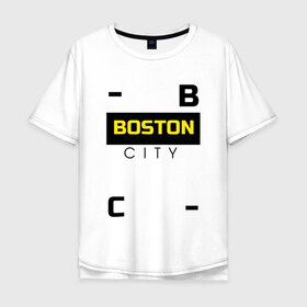 Мужская футболка хлопок Oversize с принтом Boston sity в Кировске, 100% хлопок | свободный крой, круглый ворот, “спинка” длиннее передней части | бостон | города | надписи | стиль