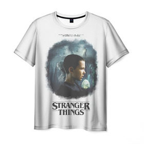 Мужская футболка 3D с принтом STRANGER THINGS в Кировске, 100% полиэфир | прямой крой, круглый вырез горловины, длина до линии бедер | 11 | eleven | stranger | things | дела | крайне | оди | одиннадцатая | одиннадцать | очень | события | странные