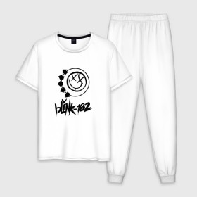 Мужская пижама хлопок с принтом BLINK-182 в Кировске, 100% хлопок | брюки и футболка прямого кроя, без карманов, на брюках мягкая резинка на поясе и по низу штанин
 | 
