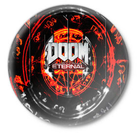 Значок с принтом DOOM ETERNAL в Кировске,  металл | круглая форма, металлическая застежка в виде булавки | doom | doom eternal | game | дум
