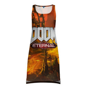 Платье-майка 3D с принтом DOOM ETERNAL в Кировске, 100% полиэстер | полуприлегающий силуэт, широкие бретели, круглый вырез горловины, удлиненный подол сзади. | doom | doom eternal | game | дум