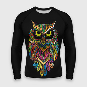 Мужской рашгард 3D с принтом Сова в Кировске,  |  | art | background | big | bird | black | drawing | eyes | multicolored | owl | sight | symbol | wisdom | большие | взгляд | глаза | искусство | мудрость | птица | разноцветный | рисунок | символ | сова | филин | фон | черный