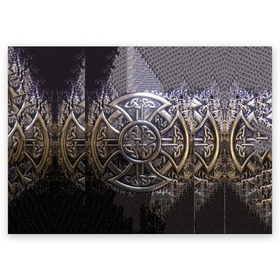 Поздравительная открытка с принтом Кельтские узоры в Кировске, 100% бумага | плотность бумаги 280 г/м2, матовая, на обратной стороне линовка и место для марки
 | 3d | абстракция | арт | желтый | кельтские узоры | на металле | черный