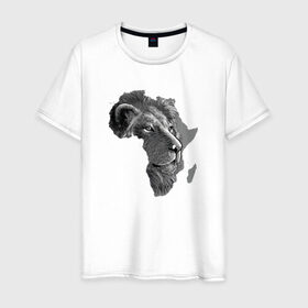Мужская футболка хлопок с принтом King of Africa в Кировске, 100% хлопок | прямой крой, круглый вырез горловины, длина до линии бедер, слегка спущенное плечо. | animal | the lion king | африка | взгляд | дикий | животные | зверь | клыки | континент | король | король джунглей | кошка | лев | львица | царь
