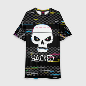 Детское платье 3D с принтом Hacked в Кировске, 100% полиэстер | прямой силуэт, чуть расширенный к низу. Круглая горловина, на рукавах — воланы | hacker | hacknet | взлом | виртуальность | кибер | киберпанк | программист | хакер