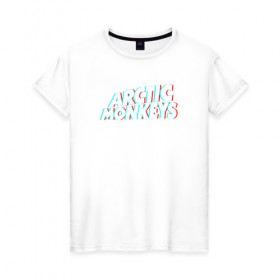 Женская футболка хлопок с принтом ARCTIC MONKEYS в Кировске, 100% хлопок | прямой крой, круглый вырез горловины, длина до линии бедер, слегка спущенное плечо | 