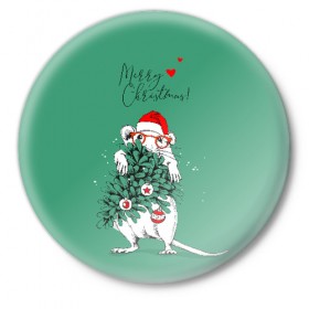 Значок с принтом Merry Christmas в Кировске,  металл | круглая форма, металлическая застежка в виде булавки | Тематика изображения на принте: 